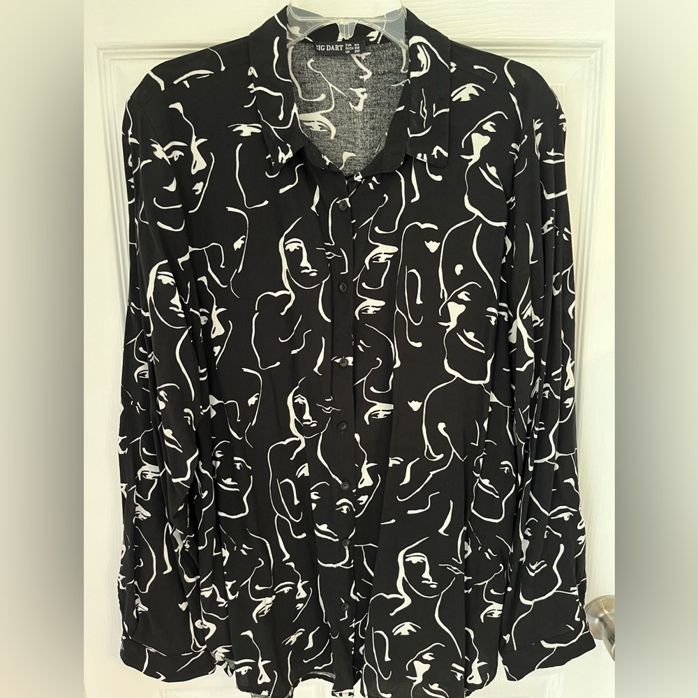 Big Dart plus button front blouse